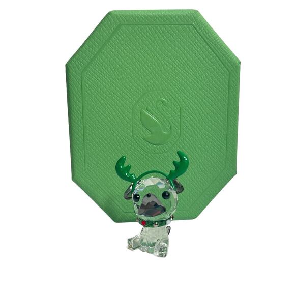 Swarovski Crystal Holiday Cheers Pug Figurine